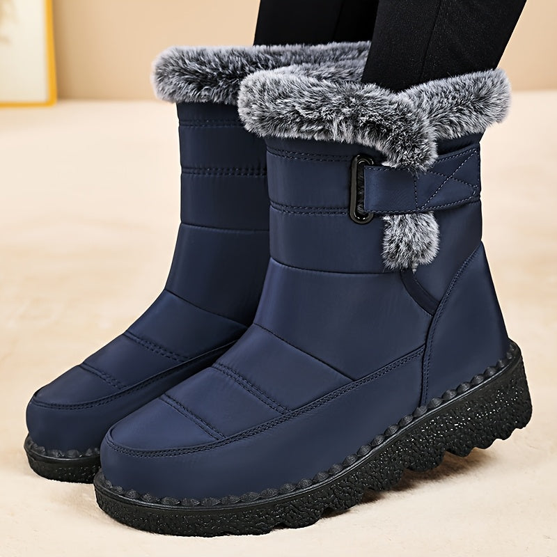 Women'S Mid-Calf Boots, Suitable for All Seasons, Winter New Fleece-Lined Warm Anti-Slip Durable Comfortable Casual Fashion Thick-Soled High-Top Thickened Warm Shoes