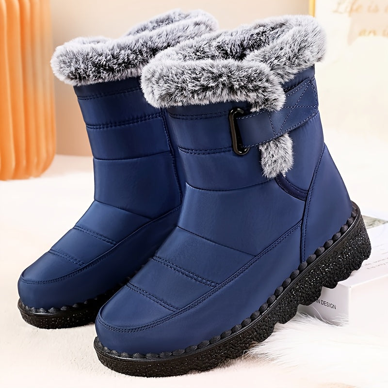 Women'S Mid-Calf Boots, Suitable for All Seasons, Winter New Fleece-Lined Warm Anti-Slip Durable Comfortable Casual Fashion Thick-Soled High-Top Thickened Warm Shoes