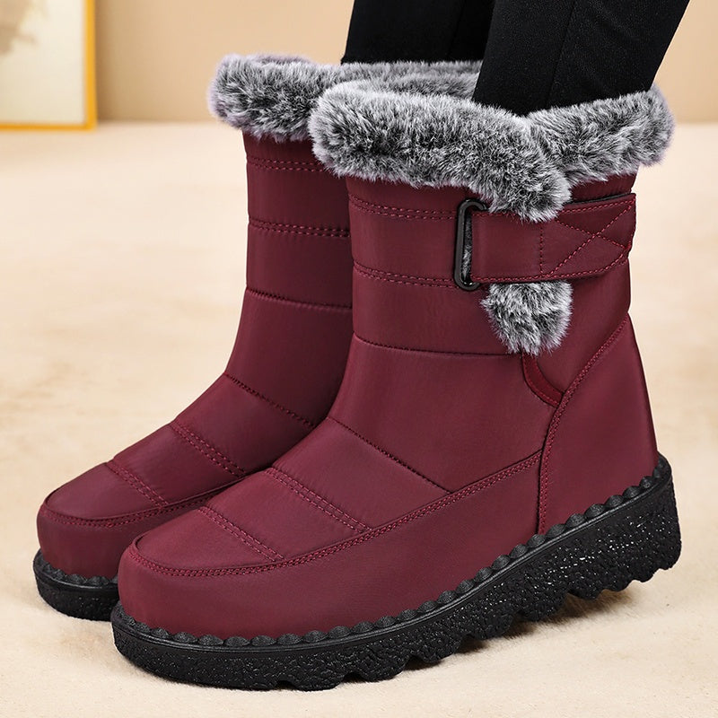 Women'S Mid-Calf Boots, Suitable for All Seasons, Winter New Fleece-Lined Warm Anti-Slip Durable Comfortable Casual Fashion Thick-Soled High-Top Thickened Warm Shoes