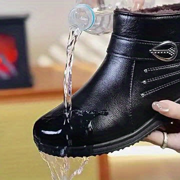 Women'S Non-Slip Winter Boots - Slip-Resistant Rubber Sole, Cushioned Insole & Stability Support - All-Season Indoor/Outdoor Shoes - Easy-On Closure - for Seniors, Grandma, Everyday & Formal Events - Black Boots, Ladies Winte