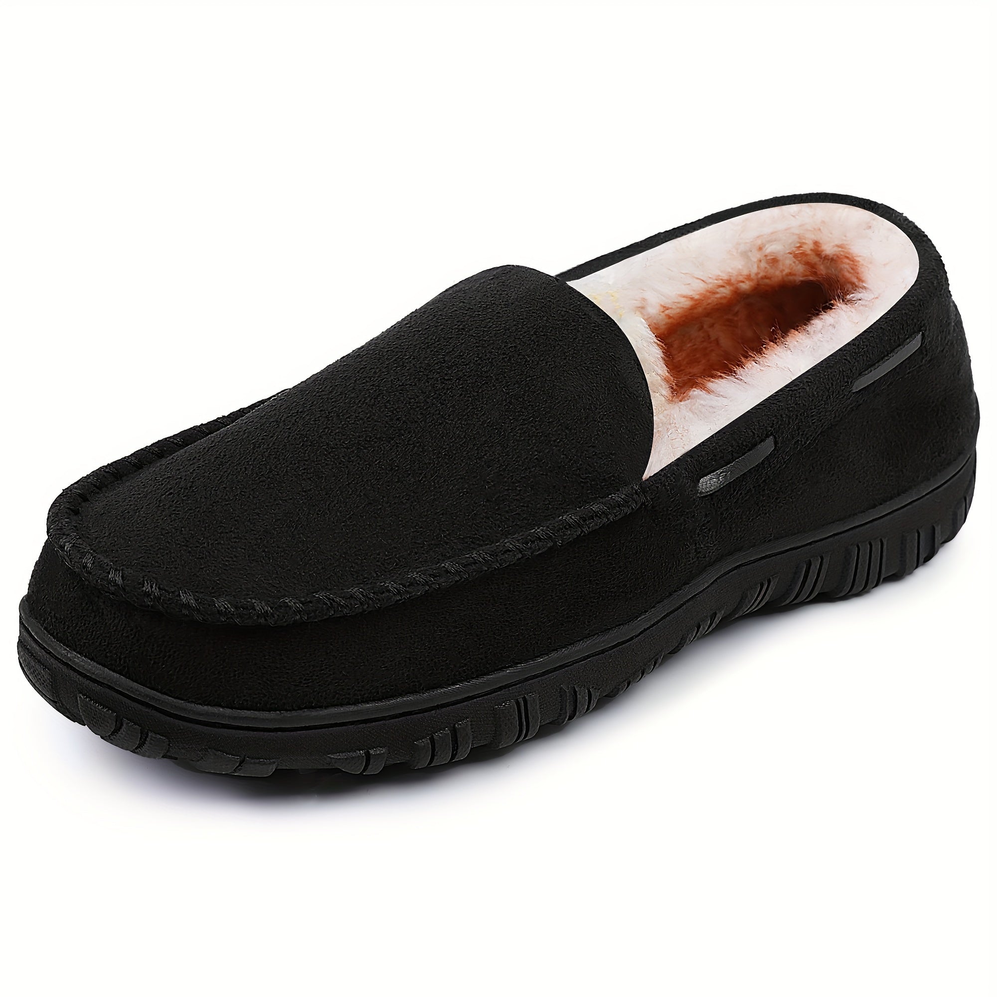 Men's Comfy Fuzzy Lining Moccasin Slippers - Soft, Breathable, Slip-Resistant Indoor Shoes for Business Office, Everyday Wear - Perfect for Cold Winter Days