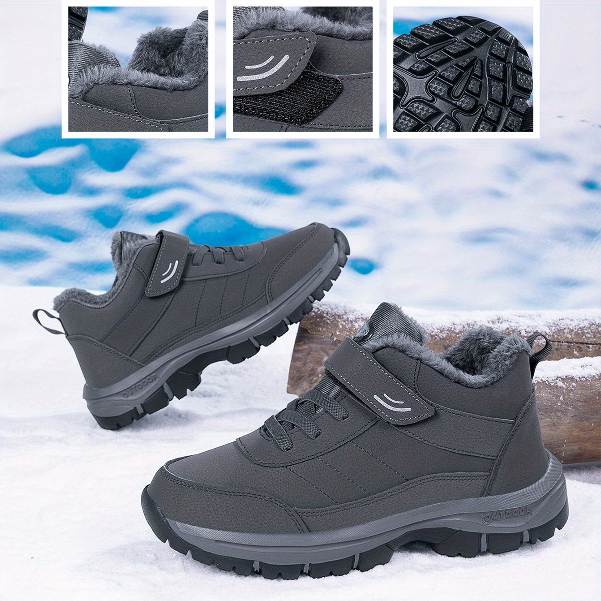 Extreme Cold Weather Snow Boots - Heavy-Duty Thermal Insulated Winter Shoes with Slip-Resistant Rubber Soles, Lace-Up Mountaineering Boots for Men & Women - Available in Multiple Sizes (Black/Gray Accent) - Ideal for Ice Clim