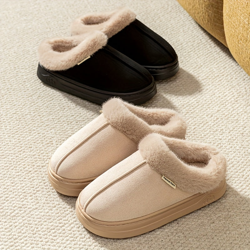 Women's Winter Slip-On House Shoes - Beige Indoor/Outdoor Slippers with Non-Slip EVA Sole, Soft Cushioned Lining - Cozy Indoor/Outdoor Footwear for Home, Office, Casual Outings - Easy-Care Ladies' Cold Weather Shoes, Neutral