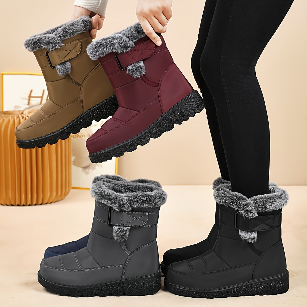 Women'S Mid-Calf Boots, Suitable for All Seasons, Winter New Fleece-Lined Warm Anti-Slip Durable Comfortable Casual Fashion Thick-Soled High-Top Thickened Warm Shoes