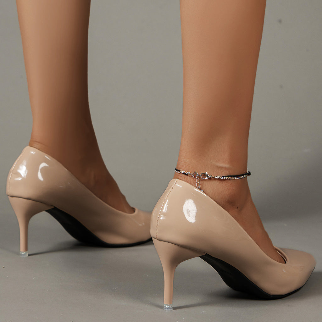 Women's Solid Color Stiletto Heels, Elegant Pointed Toe Work Pumps, Lightweight Dress Pumps