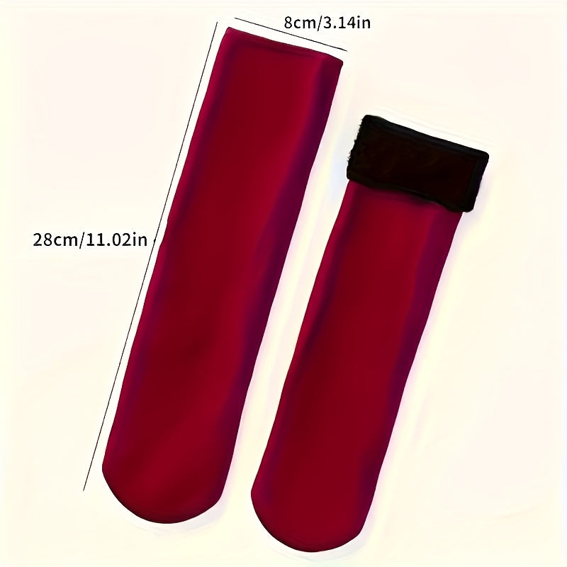 4 Pairs Thermal Insulated Fleece-Lined Socks - Cold-Resistant up to -30°C, Mid-Calf Thick Knit Polyester Socks for All-Season Outdoor Wear, Machine Washable - Perfect Christmas, Birthday & Holiday Gifts, Solid Color Design,