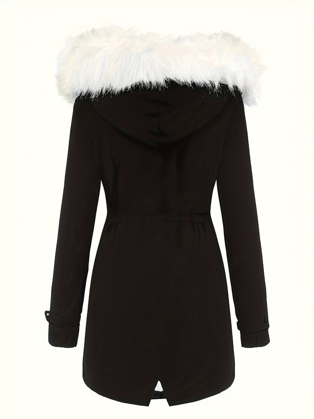 Women'S Thermal Insulated Fleece-Lined Military Parka Coat with Detachable Faux Fur Hood & High Quality High Quality Fabric - Heavy-Duty Winter Jacket, Full-Zip Closure, Golden-Tone Hardware, Utility Pockets, Adjustable Draws