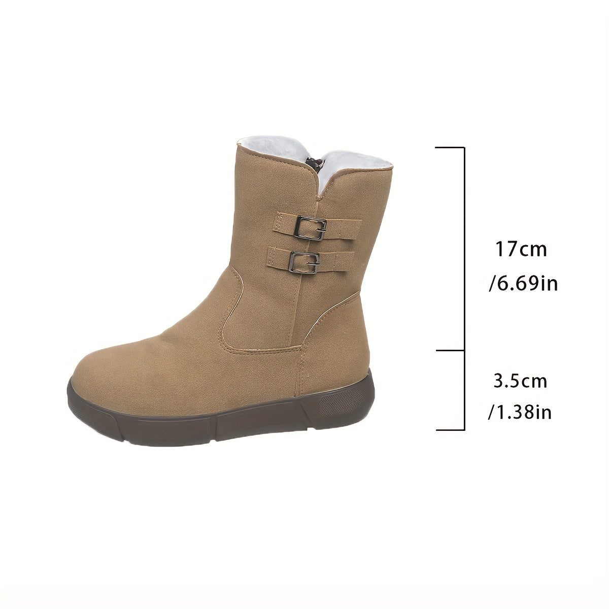 Women'S Cozy Fleece-Lined Winter Boots with Zipper Closure - Round Toe, Low Heel, Synthetic Cover Upper, Rubber Sole, Casual Style for All-Season, Winter Boots For Women, Cold Weather Footwear