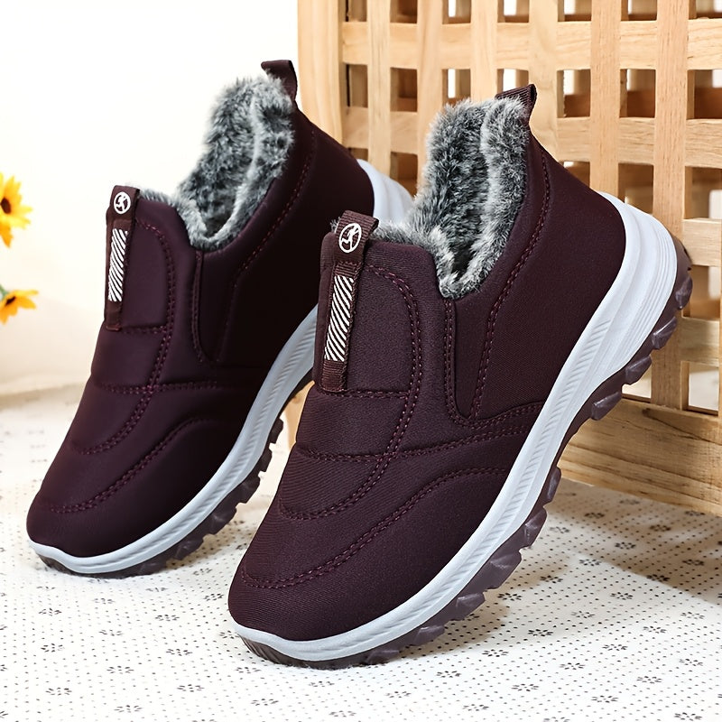 New Women'S Fleece-Lined Outdoor Casual Sneakers, Short Boots Warm And Non-Slip Suitable for All Four Seasons