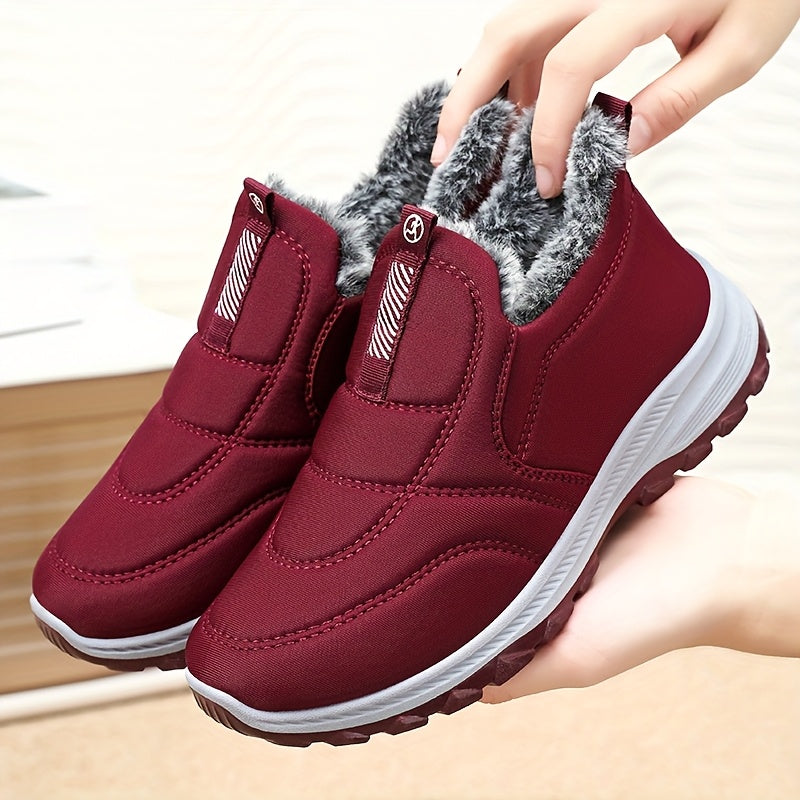 New Women'S Fleece-Lined Outdoor Casual Sneakers, Short Boots Warm And Non-Slip Suitable for All Four Seasons