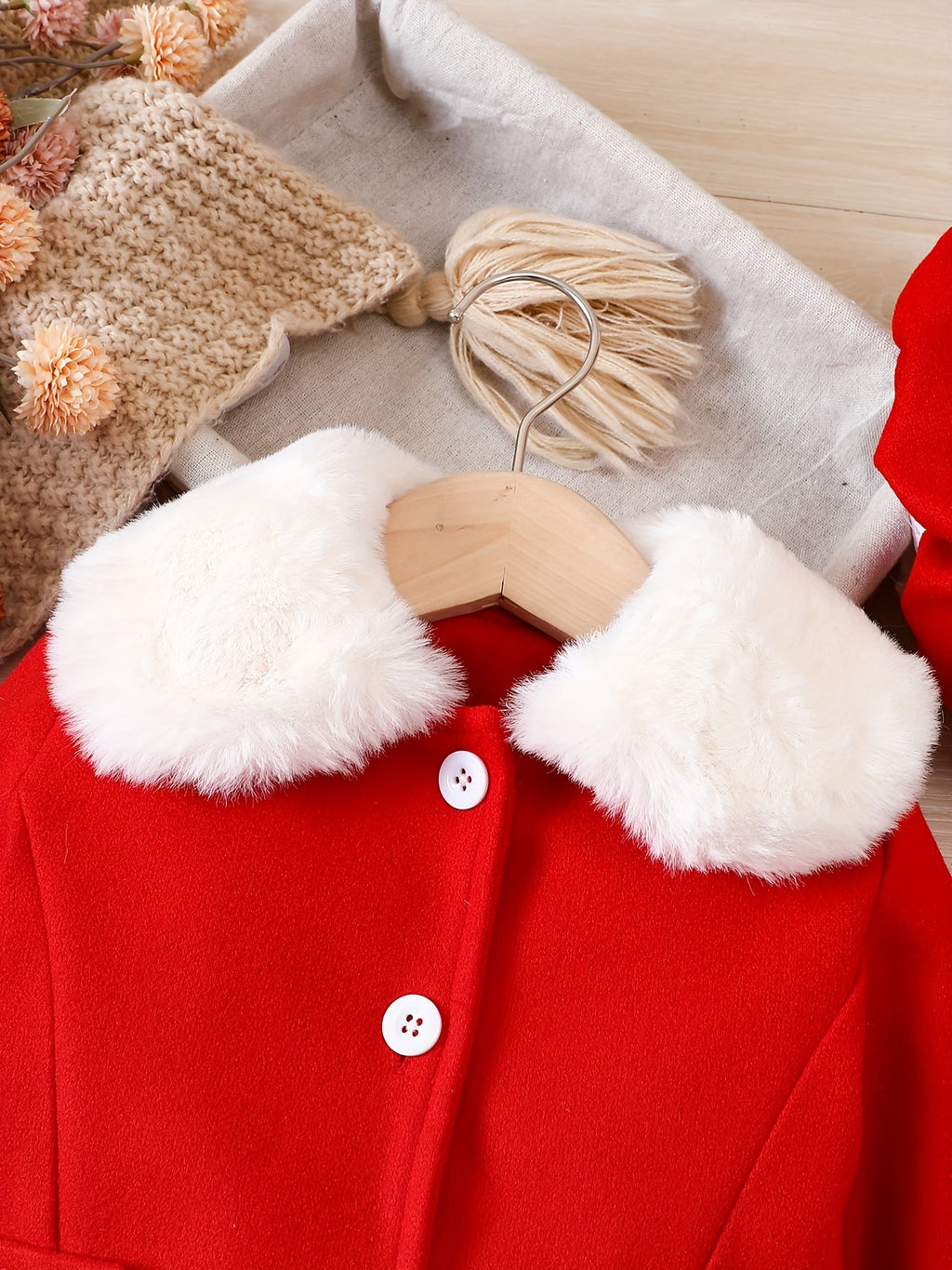 Girls' Luxurious Winter Coat Set - Elegant Dress Coats with Fur Collar, Button Front, and Matching Hat - Warm, Stylish, and Chic Outerwear for Cold Weather