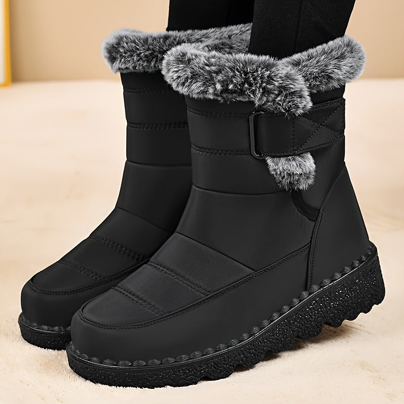 Women'S Mid-Calf Boots, Suitable for All Seasons, Winter New Fleece-Lined Warm Anti-Slip Durable Comfortable Casual Fashion Thick-Soled High-Top Thickened Warm Shoes