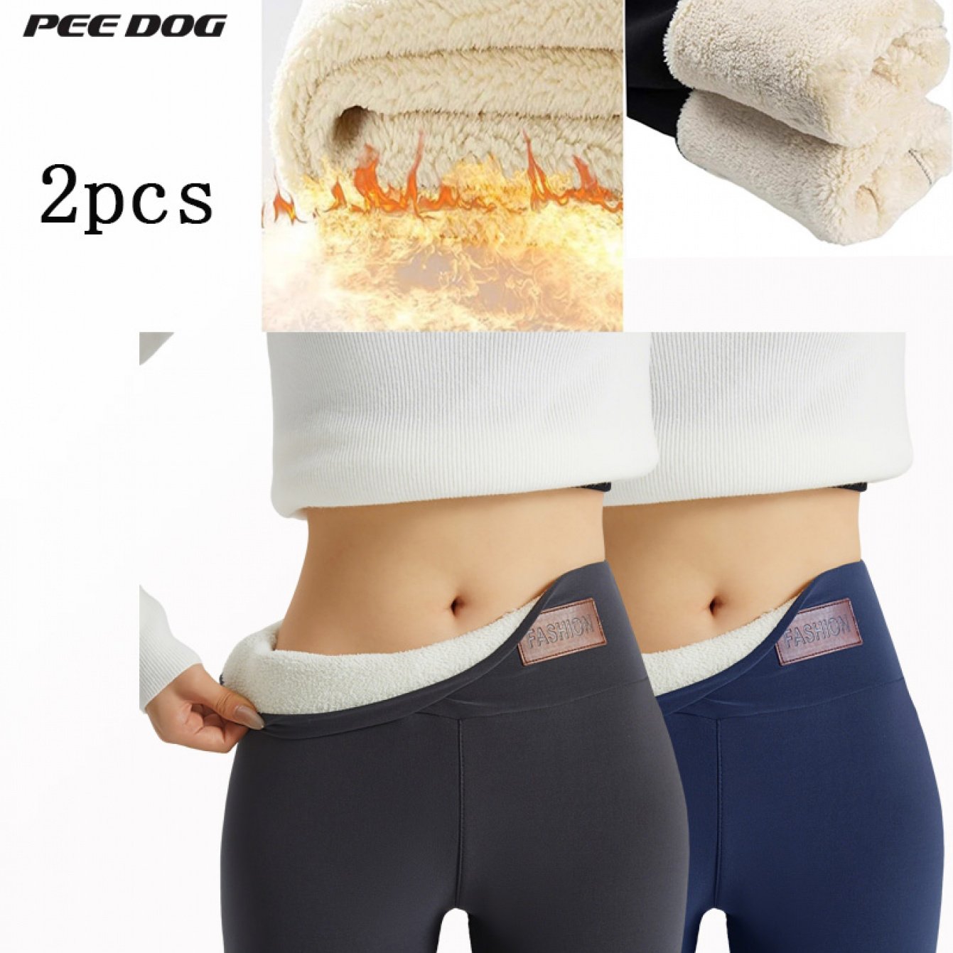 2pcs Set Women's High-Waisted -Lined Yoga Pants - Winter Warmth, Tight Stretch Gym Leggings for, Christmas & Halloween Outfits, Multi-Color Options (Different Colors Each) | Indoor/Outdoor Workout Bottoms for Cold Weather