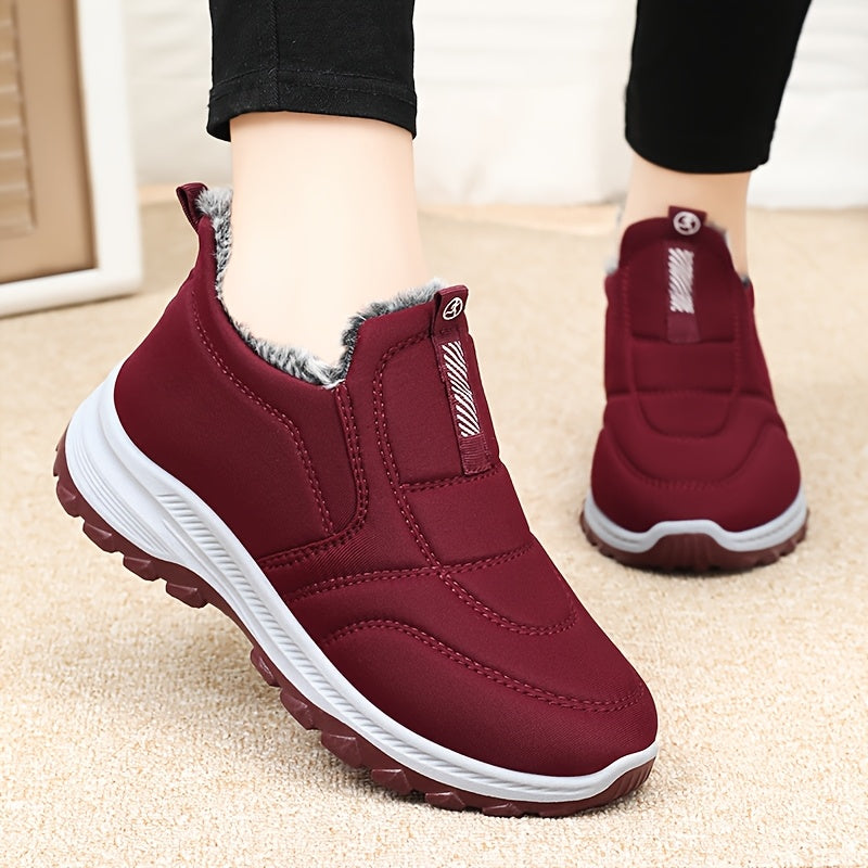 New Women'S Fleece-Lined Outdoor Casual Sneakers, Short Boots Warm And Non-Slip Suitable for All Four Seasons