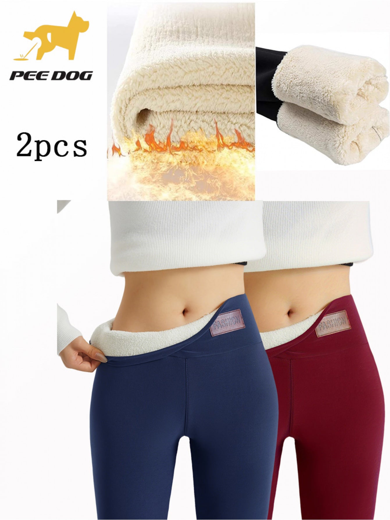 2pcs Set Women's High-Waisted -Lined Yoga Pants - Winter Warmth, Tight Stretch Gym Leggings for, Christmas & Halloween Outfits, Multi-Color Options (Different Colors Each) | Indoor/Outdoor Workout Bottoms for Cold Weather