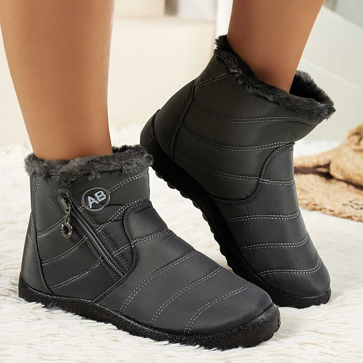 Women's High Quality Winter Thermal Snow Boots - Heavy-Duty -like Texture (PU) Round-Toe with Faux Trim, Lace-Up Ankle Boots with Arch & Traction Tread for Ice & Snow - Burgundy/ Color Options, Warm & Durable Winter Shoes for