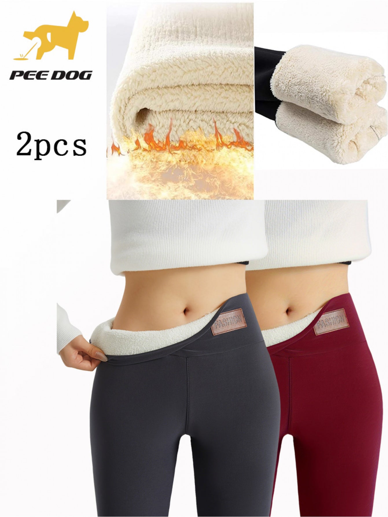 2pcs Set Women's High-Waisted -Lined Yoga Pants - Winter Warmth, Tight Stretch Gym Leggings for, Christmas & Halloween Outfits, Multi-Color Options (Different Colors Each) | Indoor/Outdoor Workout Bottoms for Cold Weather