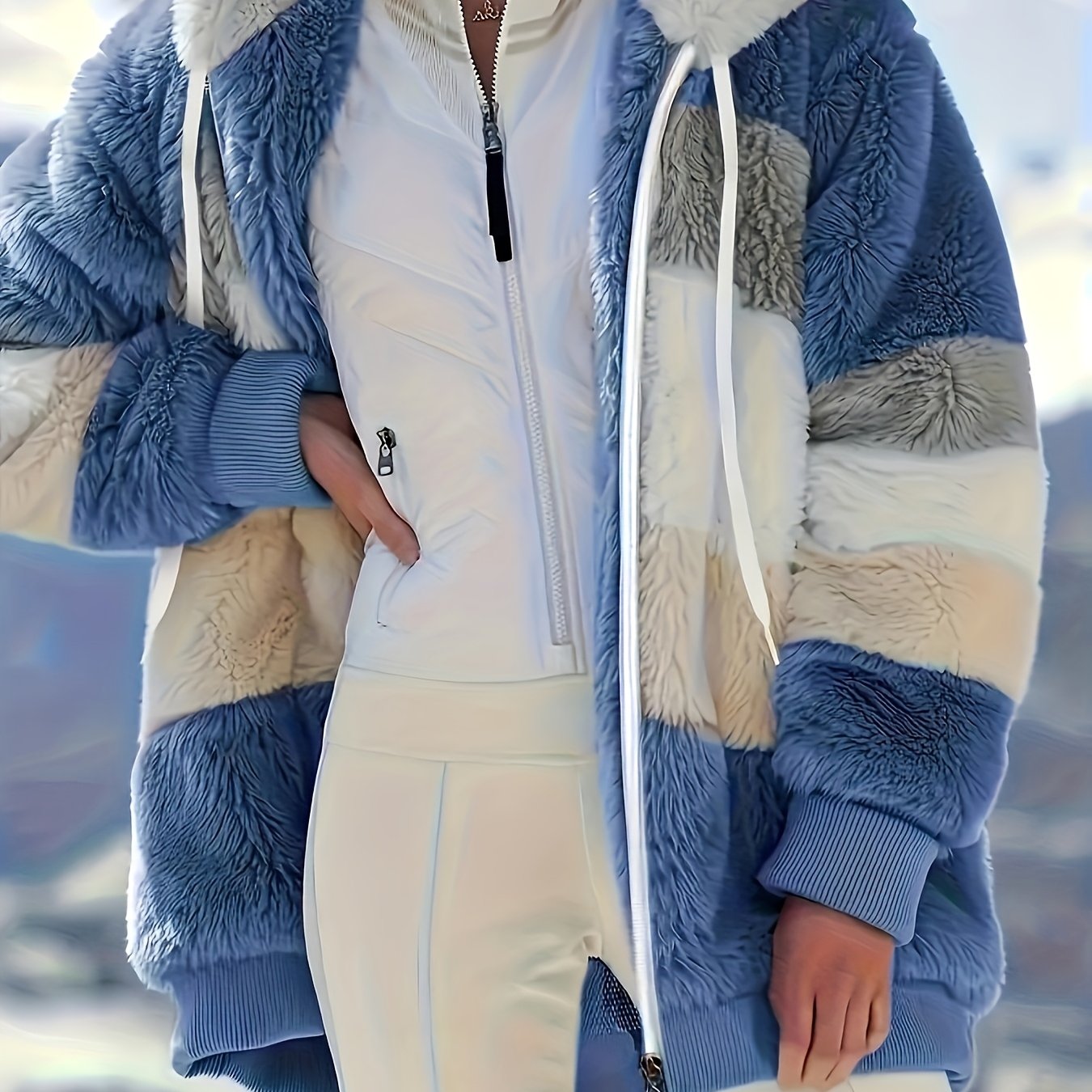 Women's Winter Plaid -Lined Hooded Jacket - Burgundy/Beige//White/Black/Grey/Green/Brown, Loose-Fit Coat with, Machine Washable & Snow Jacket for Cold Weather (Multi-Color Options)