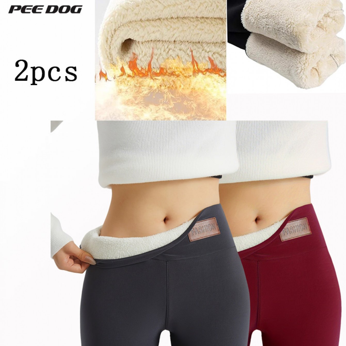 2pcs Set Women's High-Waisted -Lined Yoga Pants - Winter Warmth, Tight Stretch Gym Leggings for, Christmas & Halloween Outfits, Multi-Color Options (Different Colors Each) | Indoor/Outdoor Workout Bottoms for Cold Weather