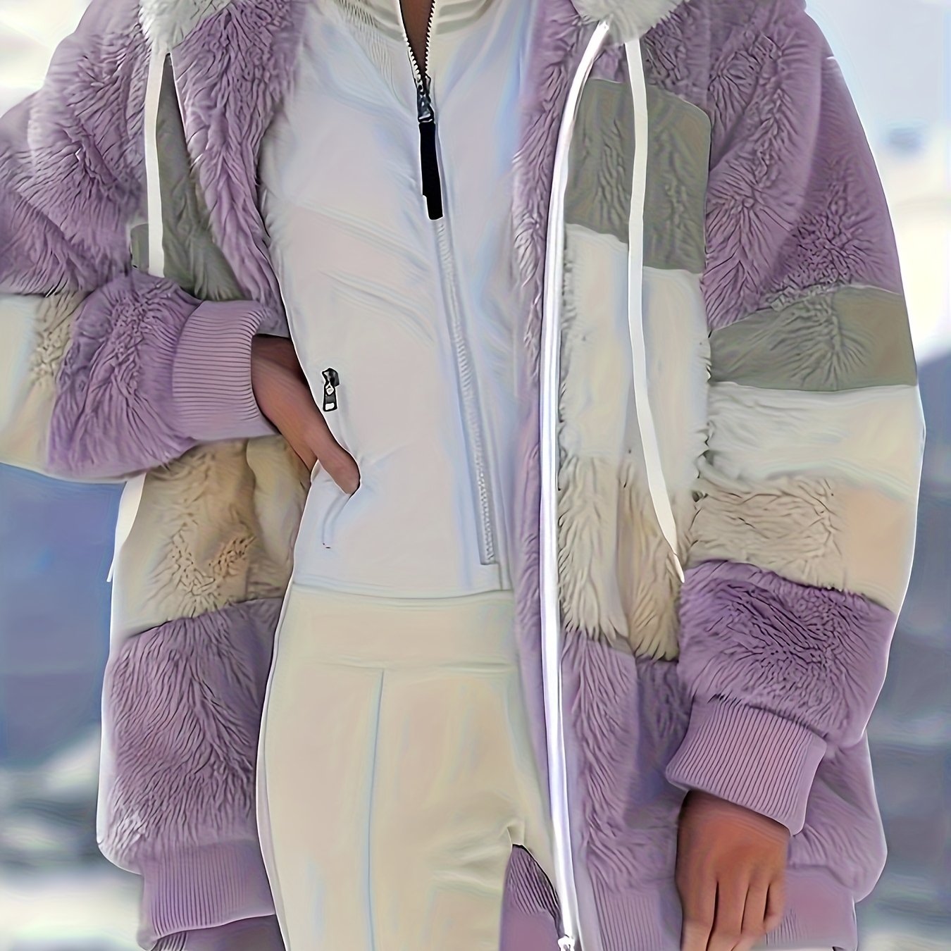 Women's Winter Plaid -Lined Hooded Jacket - Burgundy/Beige//White/Black/Grey/Green/Brown, Loose-Fit Coat with, Machine Washable & Snow Jacket for Cold Weather (Multi-Color Options)