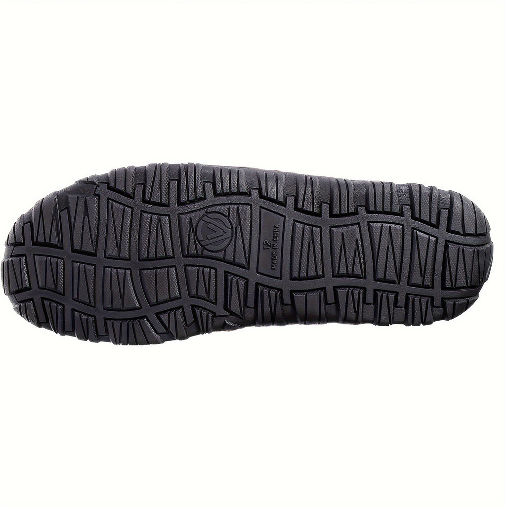 Men's Comfy Fuzzy Lining Moccasin Slippers - Soft, Breathable, Slip-Resistant Indoor Shoes for Business Office, Everyday Wear - Perfect for Cold Winter Days