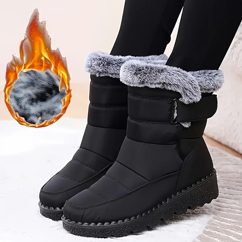 Women'S Mid-Calf Boots, Suitable for All Seasons, Winter New Fleece-Lined Warm Anti-Slip Durable Comfortable Casual Fashion Thick-Soled High-Top Thickened Warm Shoes