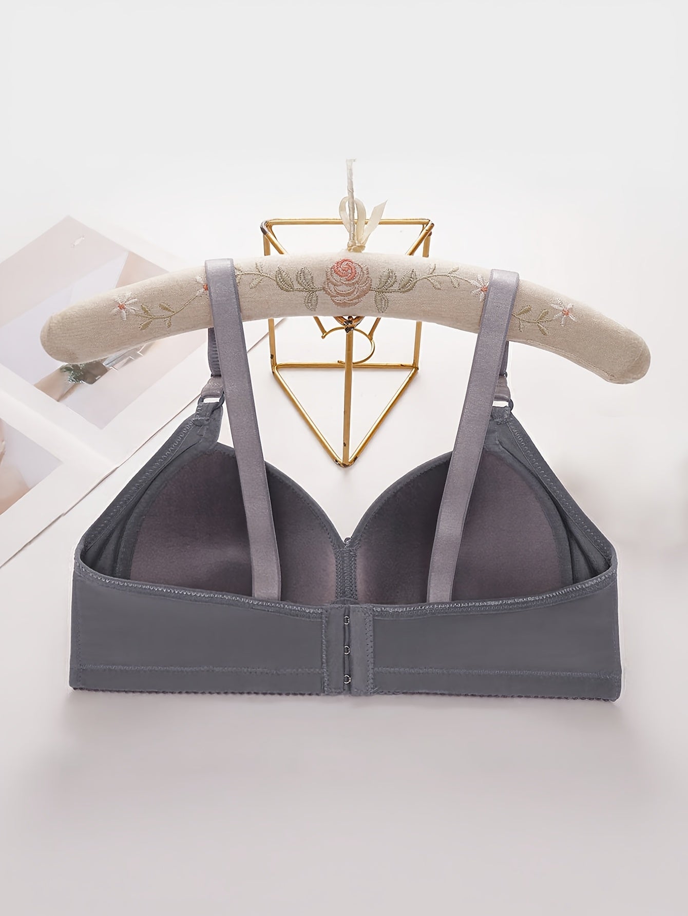 6pcs Women'S Wire-Free Smooth-Finish Back-Closure Bras with Adjustable Wide Straps & Decorative Pleats - Soft Comfort & Breathability, 6 Colors (, Pink