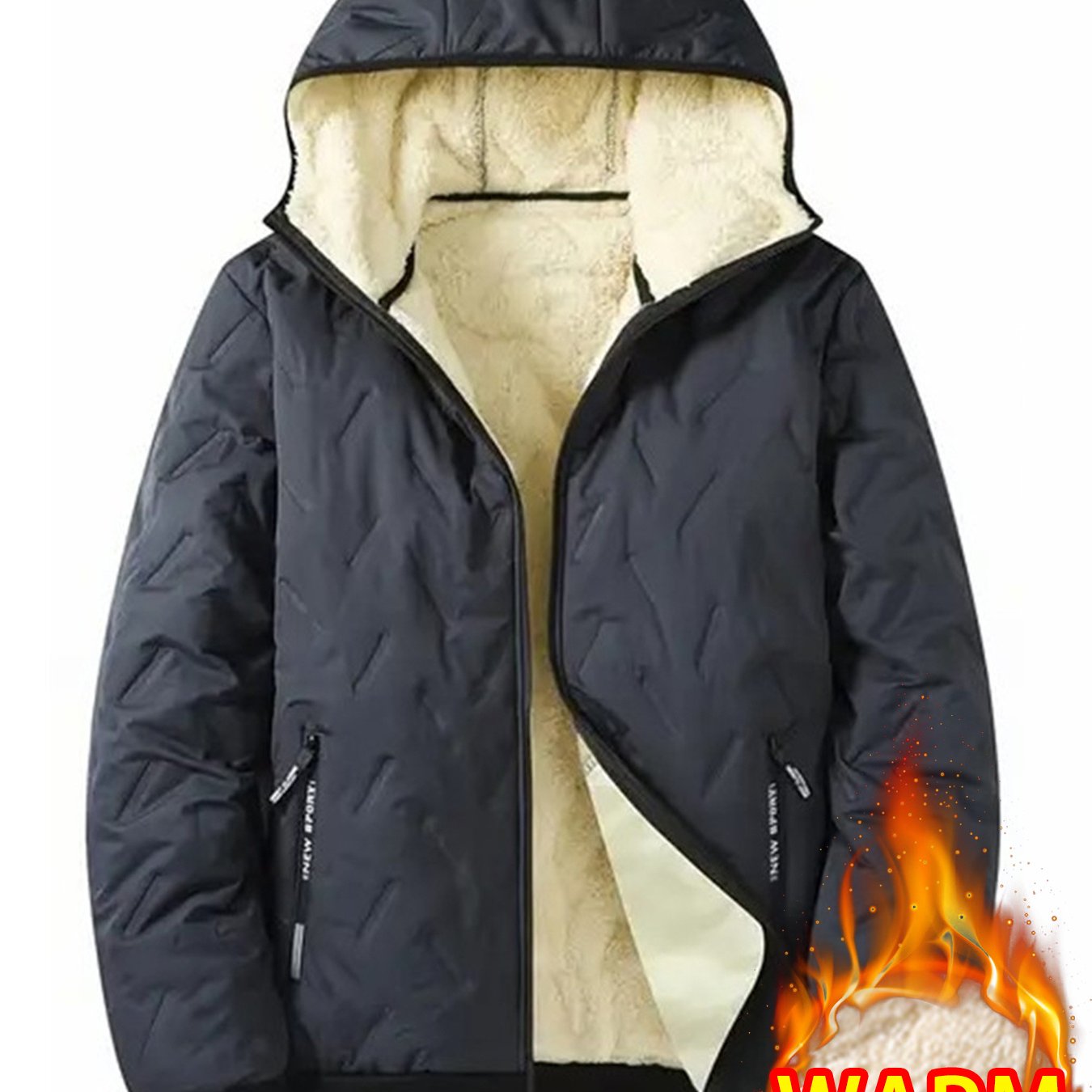 1pc Men'S Thermal Hooded Jacket with Fleece Lining - Winter Warm Coat, Full-Zip Closure & Pockets, Collar, & Insulation for Outdoor Sports, Hiking, Commuting, Gym - Casual Winter Coat for Men (Brown) - Ideal for Cold Weather