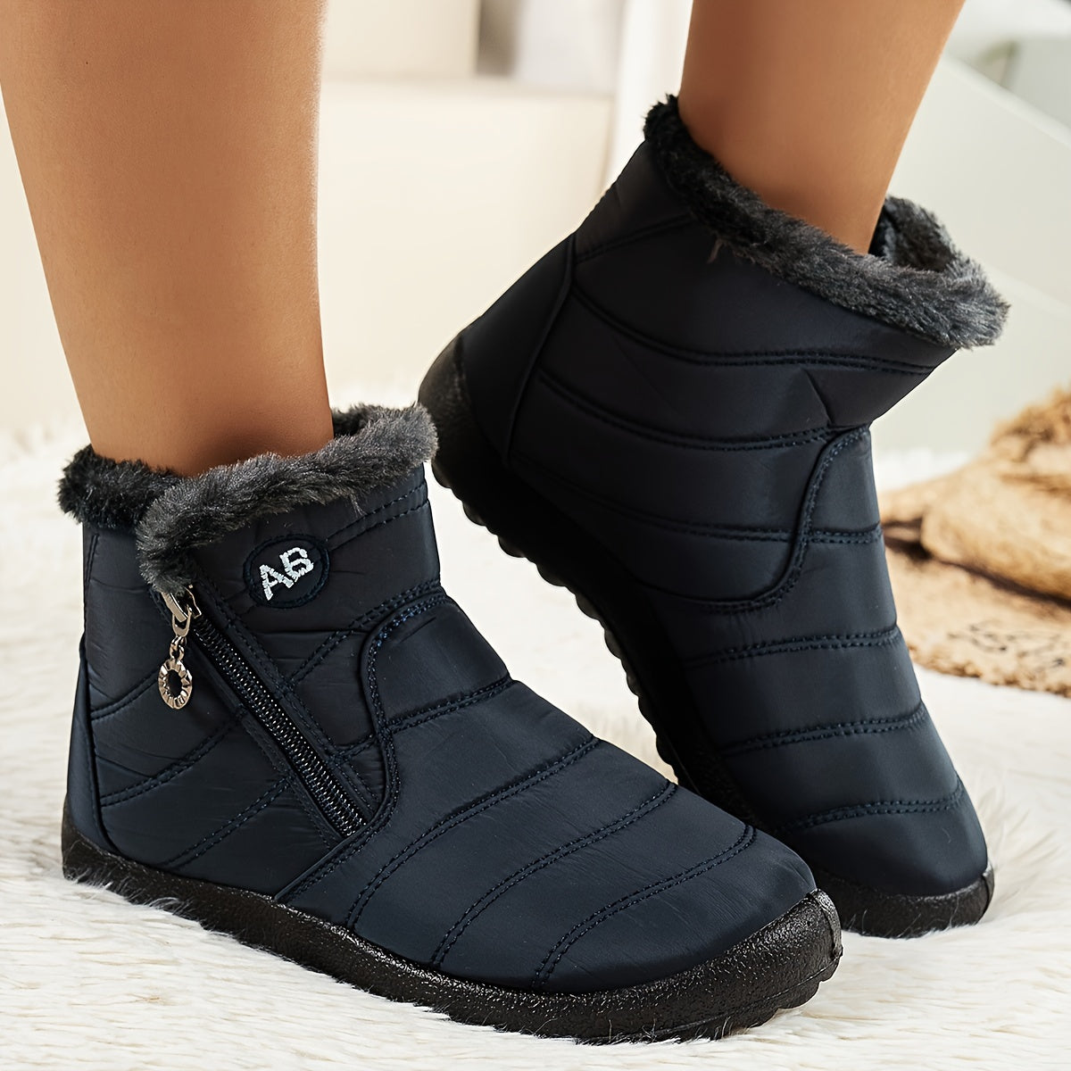 Women's High Quality Winter Thermal Snow Boots - Heavy-Duty -like Texture (PU) Round-Toe with Faux Trim, Lace-Up Ankle Boots with Arch & Traction Tread for Ice & Snow - Burgundy/ Color Options, Warm & Durable Winter Shoes for