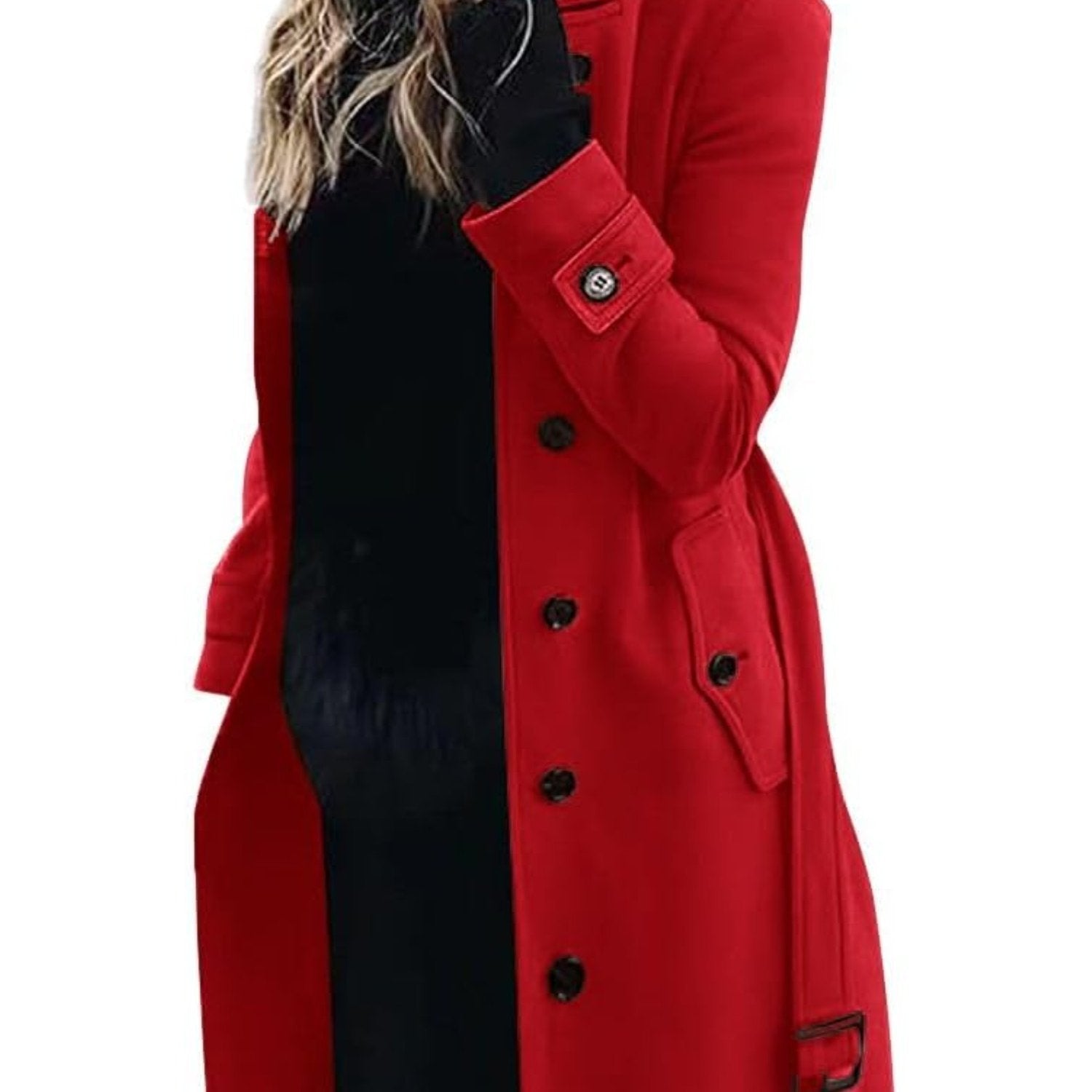 Women's Elegant Single-Breasted Stand Collar Winter Pea Coat - Long Midi Length Jacket with Pockets, Solid Color Business Casual Outerwear for or Cold Weather, Hand Washable Coat
