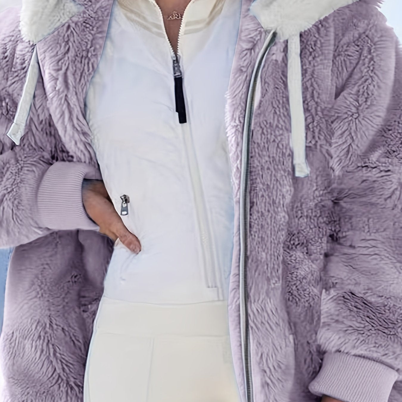 Women'S Y2K Plush Zip-Up Hooded Jacket - Mint Green Loose Fit with Pockets, Soft Faux Fur Lining, Machine Washable for Spring Summer Fall Casual Outerwear, Seasonal Fashion, Hooded Design, Durable Construction, Stylish Coat,