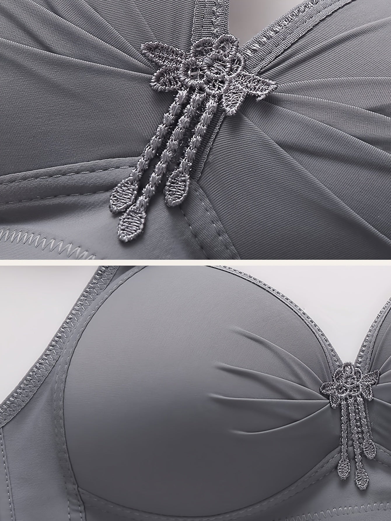 6pcs Women'S Wire-Free Smooth-Finish Back-Closure Bras with Adjustable Wide Straps & Decorative Pleats - Soft Comfort & Breathability, 6 Colors (, Pink