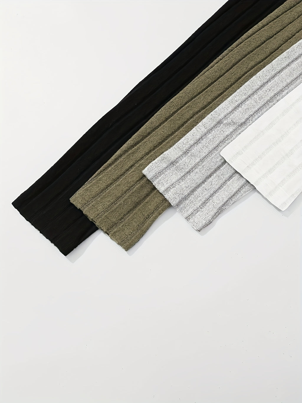 4pcs Solid Color Ribbed T-Shirt Set