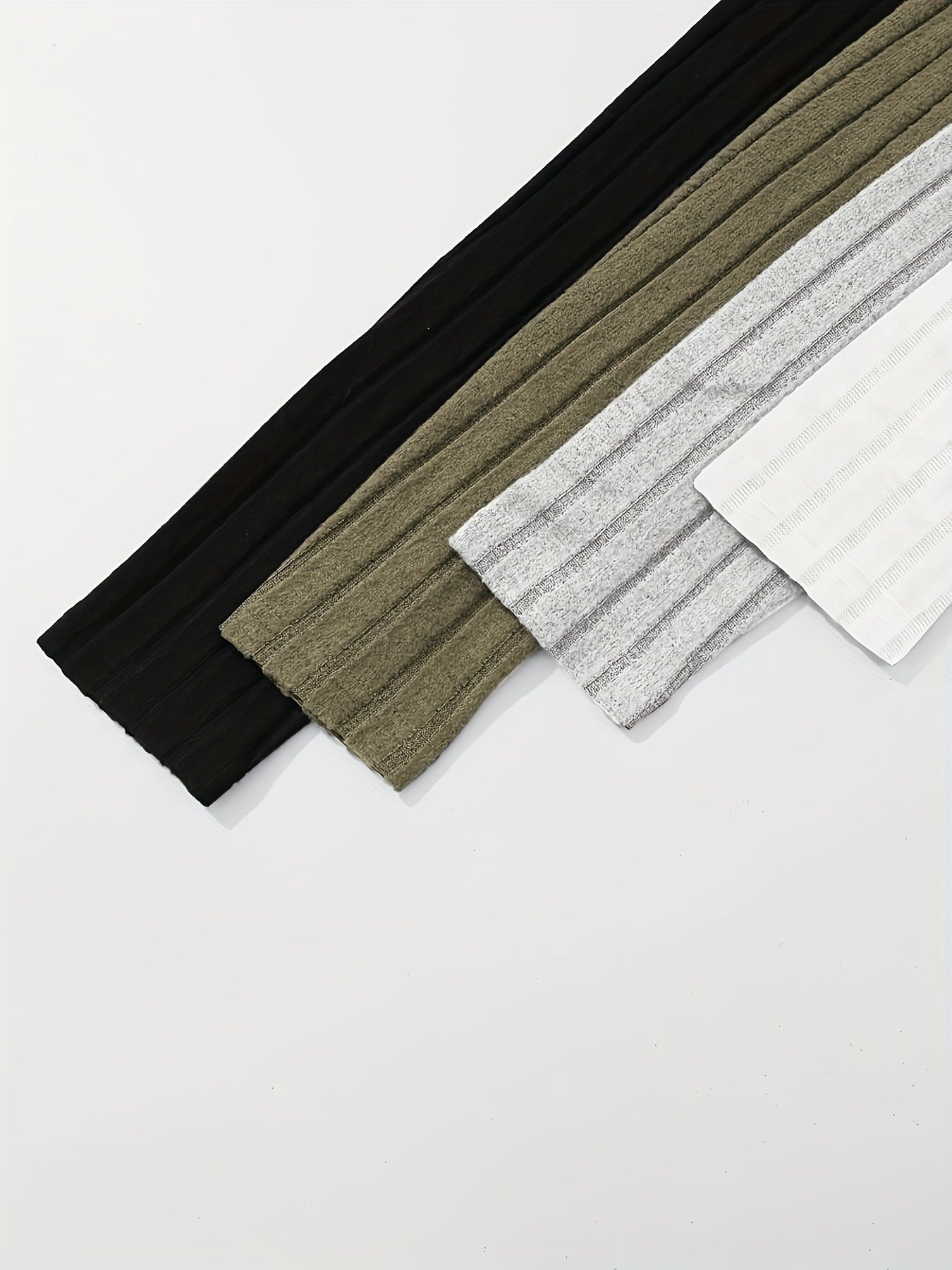 4pcs Solid Color Ribbed T-Shirt Set