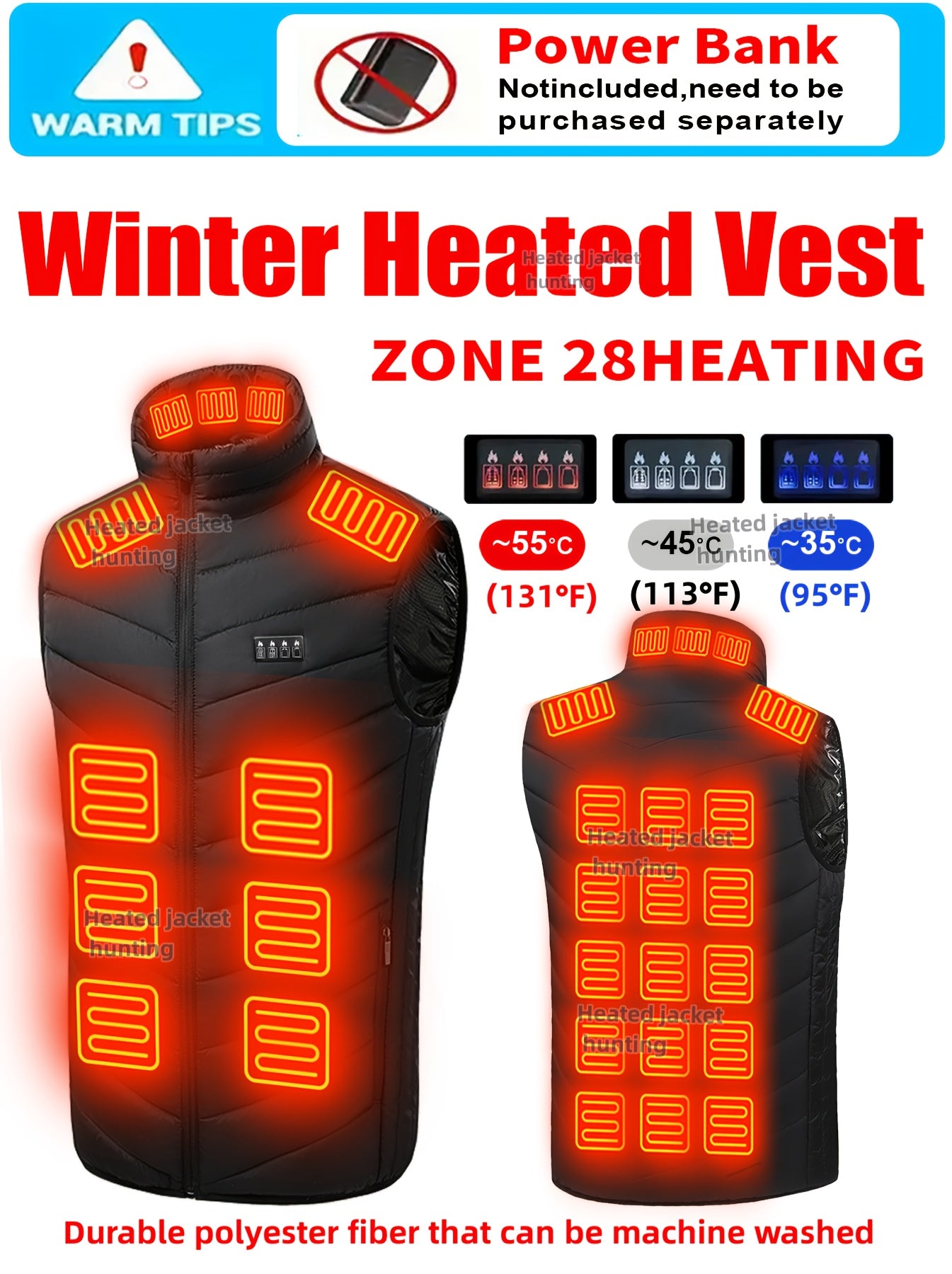 Men'S USB Electric Heating Vest - 4- Zone 3-Speed Temperature Control, Casual Hiking and Travel Warm Jacket for Autumn/Winter Outdoor Activities (Battery Not Included), Wearable Winter Warmer (Featuring Activated Carbon, Batt