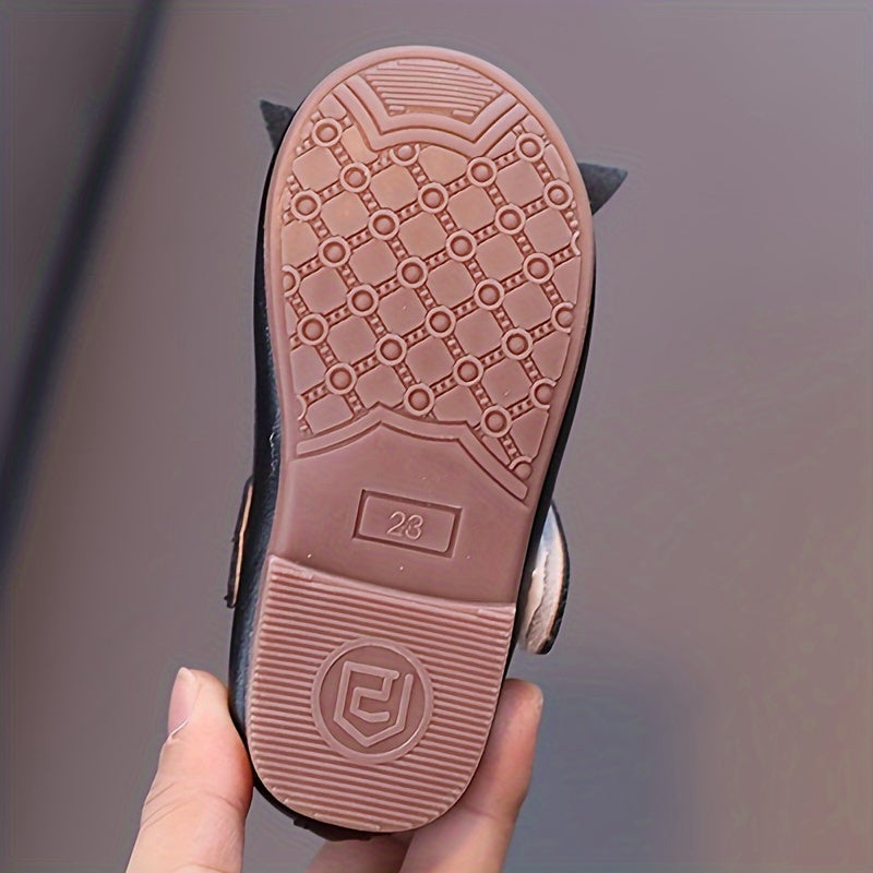 Girls Shoes Mary Jane Flats Soft Sole Non-slip Bow Decor Princess Shoes