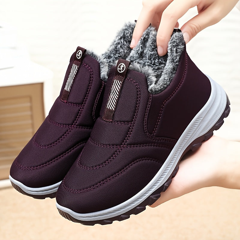 New Women'S Fleece-Lined Outdoor Casual Sneakers, Short Boots Warm And Non-Slip Suitable for All Four Seasons