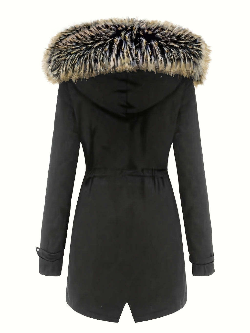 Women'S Thermal Insulated Fleece-Lined Military Parka Coat with Detachable Faux Fur Hood & High Quality High Quality Fabric - Heavy-Duty Winter Jacket, Full-Zip Closure, Golden-Tone Hardware, Utility Pockets, Adjustable Draws