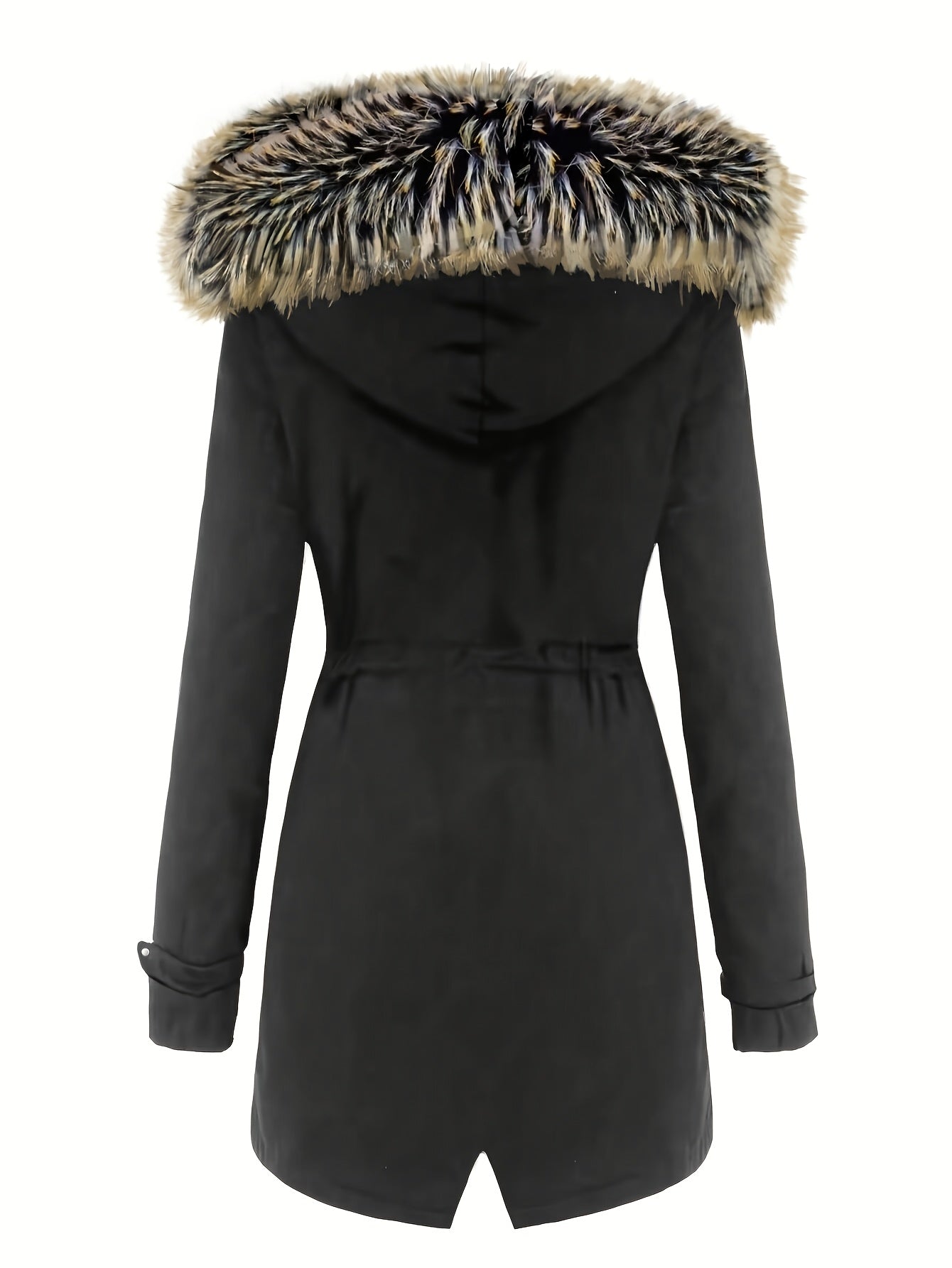 Women'S Thermal Insulated Fleece-Lined Military Parka Coat with Detachable Faux Fur Hood & High Quality High Quality Fabric - Heavy-Duty Winter Jacket, Full-Zip Closure, Golden-Tone Hardware, Utility Pockets, Adjustable Draws