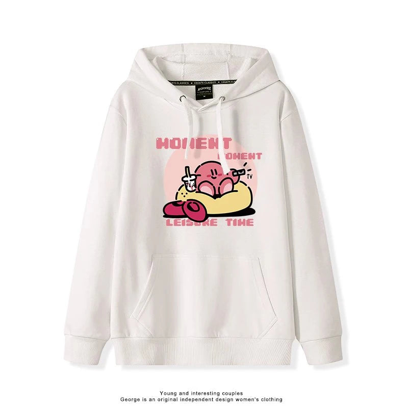 2025 Japanese Cute Cartoon Star of Kirby Printing Sweater Men and Women Couples Wearing Hooded Loose Tide Couple School Sweater