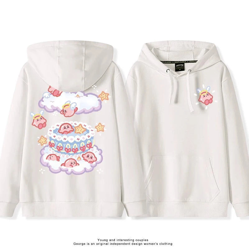 2025 Japanese Cute Cartoon Star of Kirby Printing Sweater Men and Women Couples Wearing Hooded Loose Tide Couple School Sweater