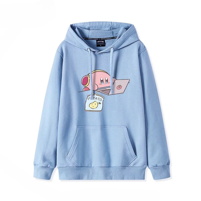 2025 Japanese Cute Cartoon Star of Kirby Printing Sweater Men and Women Couples Wearing Hooded Loose Tide Couple School Sweater