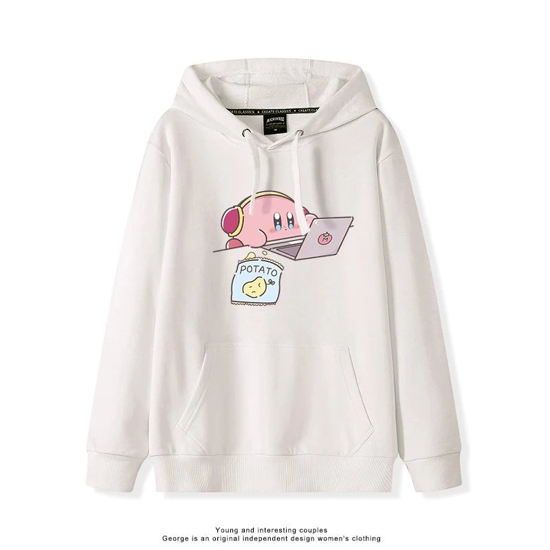 2025 Japanese Cute Cartoon Star of Kirby Printing Sweater Men and Women Couples Wearing Hooded Loose Tide Couple School Sweater