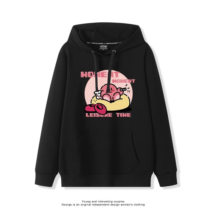 2025 Japanese Cute Cartoon Star of Kirby Printing Sweater Men and Women Couples Wearing Hooded Loose Tide Couple School Sweater