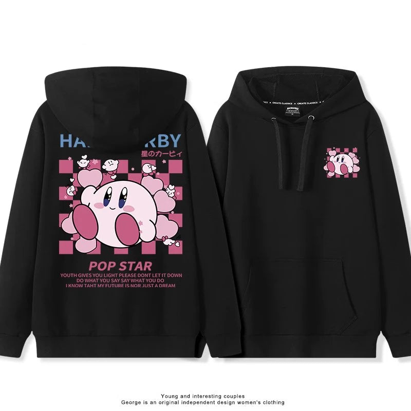 2025 Japanese Cute Cartoon Star of Kirby Printing Sweater Men and Women Couples Wearing Hooded Loose Tide Couple School Sweater