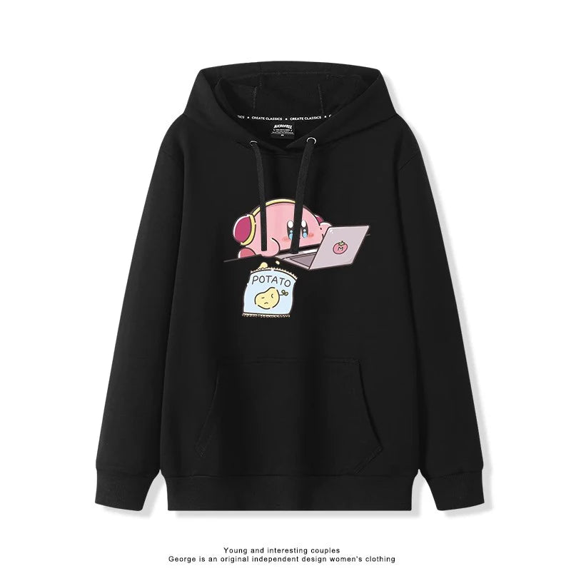 2025 Japanese Cute Cartoon Star of Kirby Printing Sweater Men and Women Couples Wearing Hooded Loose Tide Couple School Sweater