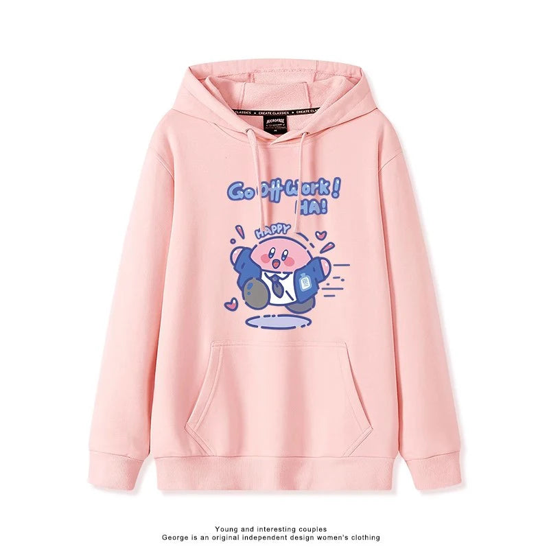 2025 Japanese Cute Cartoon Star of Kirby Printing Sweater Men and Women Couples Wearing Hooded Loose Tide Couple School Sweater