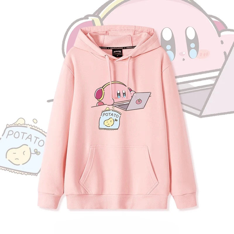 2025 Japanese Cute Cartoon Star of Kirby Printing Sweater Men and Women Couples Wearing Hooded Loose Tide Couple School Sweater