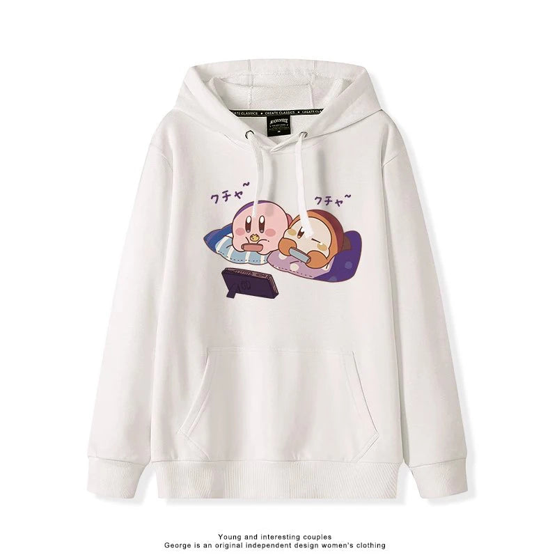2025 Japanese Cute Cartoon Star of Kirby Printing Sweater Men and Women Couples Wearing Hooded Loose Tide Couple School Sweater