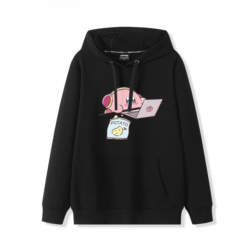 2025 Japanese Cute Cartoon Star of Kirby Printing Sweater Men and Women Couples Wearing Hooded Loose Tide Couple School Sweater